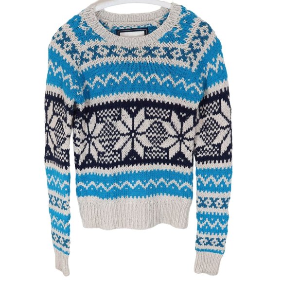 American Eagle Outfitters Sweaters - 4/$25 AMERICAN EAGLE Size M Blue Black Fair Isle Angora Blend Pullover Sweater